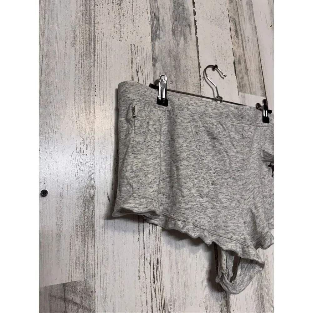 Victoria’s Secret PINK Sleep Shorts Women’s Large Gray Ruffle Hem Lounge Pajama